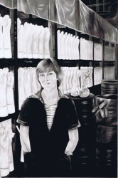 S/W Foto Gem&auml;lde Bestarbeiterin �Unser R&ouml;schen�S/W Foto Gem&auml;lde Bestarbeiterin �Unser R&ouml;schen�     